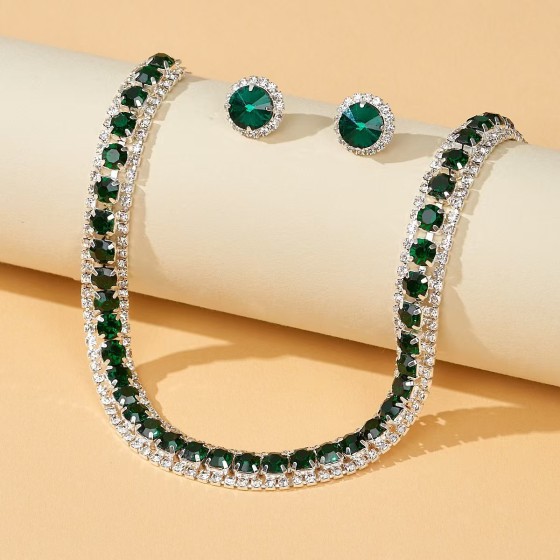 Свадебный комплект (с возможностью заказа через границу) из 2 предметов: многоцветное колье с V-образным вырезом, серьги и кулон